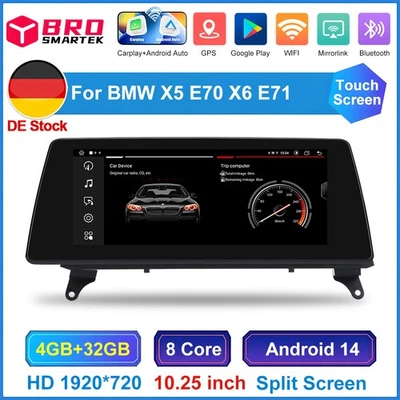 10.25" 8-Kern Android 14.0 Autoradio Für BMW X5 E70 X6 E71 CCC CarPlay Navi 32GB - Bild 1 von 4