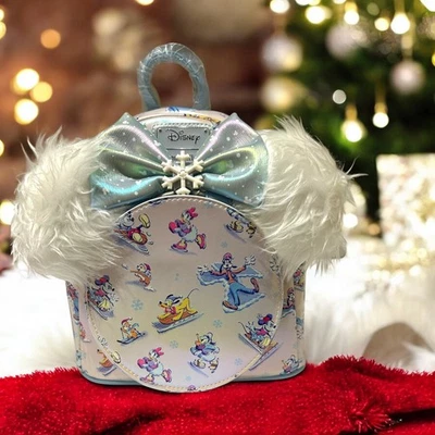 Mini Mochila LoungeFly Mickey & Friends Winter Wonderland con Diadema para Orejas *NUEVA Foto 1 de 3