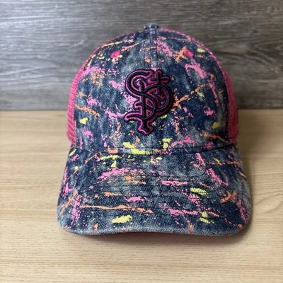 St Paul Saints Hat Cap Snap Back Youth Pink Paint Splatter Graffiti - Image 1 of 4