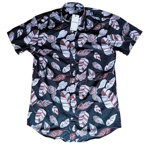 Jack & Jones Kurzarm Hemd Herren Sommerhemd Gr S Schwarz Blätter Print NEU - Picture 1 of 2