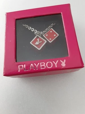 Playboy Necklace Floating 2 Dice Stainless Silver Tone Necklace new official - Image 1 of 4