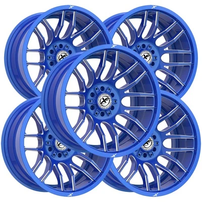 (Set of 5) XF Off-Road XF-232 26x14 5x5"/5x5.5" -76mm Blue/Milled Wheels Rims - Image 1 of 4