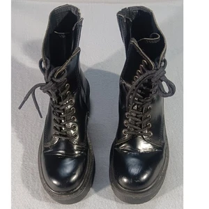 Jeffrey Campbell LaceUp Combat Boots Chunky Platform, Black Leather, Women’s 8.5 - Picture 1 of 6