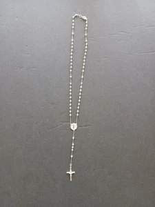 .925 Sterling Silver Rosary with St. Benedict Necklace - Picture 1 of 6