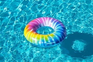 Inflatable Spiral Tie Dye Swimming Pool Ring - 36.5" - Picture 1 of 8