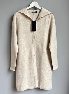 Strickmantel Strickjacke Damen Gr. 36 S Beige Kapuze Merino Wolle Kaschmir - Bild 1 von 2