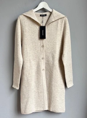 Strickmantel Strickjacke Damen Gr. 36 S Beige Kapuze Merino Wolle Kaschmir - Bild 1 von 2