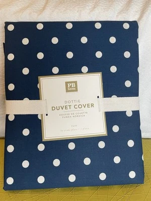 Pottery Barn подростков Dottie простыни комплект в горошек темно-синий цвет Twin новый с Ярлыками - Изображение 1 из 4