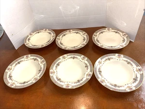 6 vintage Minton Royal Doulton Persian Rose Bone China soup bowls unused - Picture 1 of 6
