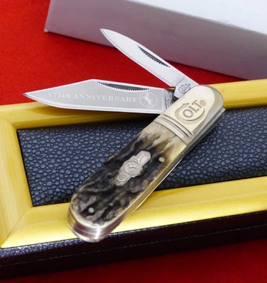 Colt CT251 Stag 175th Anniversary 2 Blade Barlow Jack Knife MIB - Image 1 of 4