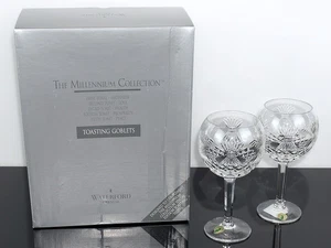 WATERFORD MILLENNIUM PROSPERITY CRYSTAL TOASTING BALLOON WINE GLASSES – SET OF 2 - Picture 1 of 9
