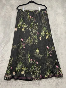Vintage Carole kleiner Rock Damen 16W schwarz Chiffon Blumen transparent Midi Büro - Bild 1 von 14