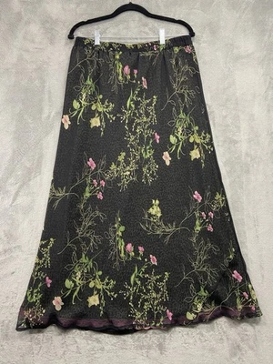 Vintage Carole Little Skirt Women's 16W Black Chiffon Floral Sheer Midi Office - Image 1 of 4