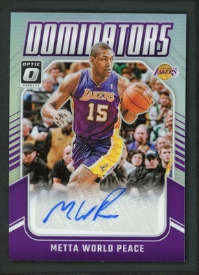2024-25 METTA WORLD PEACE 14/99 AUTO PANINI DONRUSS OPTIC HOLO DOMINATORS - Image 1 of 2