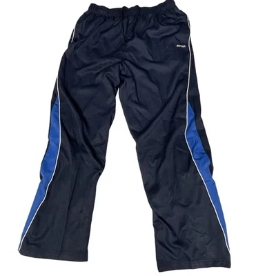 Reebok Track Pants Mens Large Navy Blue Zip Hem Drawstring Logo Side Stripe - Image 1 of 4