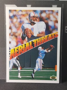 Warren Moon Drew Hill 1991 Upper Deck Aerial Threats #33 - Picture 1 of 1