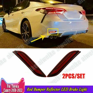 For Toyota Camry 2018-2023 Red Bumper Reflector LED Brake Lights Turn Signal DRL - Picture 1 of 9