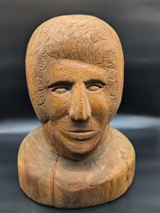 Silvio Peter Zoratti Holz Volkskunst Skulptur weiblicher Kopf signiert, datiert 1976 12" - Bild 1 von 12