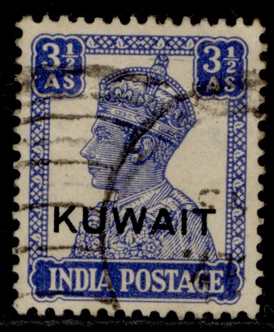 KUWAIT GVI SG59, 3½a bright blue, USED. Cat £20 Cover