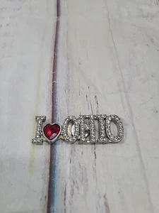 I Love Ohio Heart And Rhinestone Fridge Magnet - Picture 1 of 2