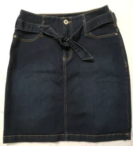 INC International Concepts Womens Pencil Jean Dark Denim Mini Belted Skirt 6P - Picture 1 of 11