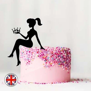 Sitting Girl Silhouette Cake Topper 60709 ( Crown ) Plastic Party Decor - Picture 1 of 3