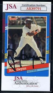 Tony Gwynn JSA Coa Signed 1991 Donruss Autograph