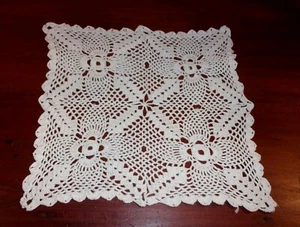 Set of 4 Table-Dresser DOILIES Vintage Hand Crocheted WHITE Approx. 8"square - Picture 1 of 7