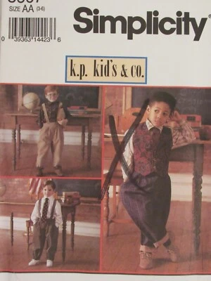 SIMPLICITY 8567 Boys Suspender Pants Shirt Vest & Neck-Tie PATTERN 3-6/5-8 UC - Image 1 of 3