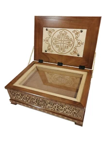 Reliquary Box Orthodox Christian Carved Wooden Handcarved 13.77" Color Brown - Picture 1 of 4