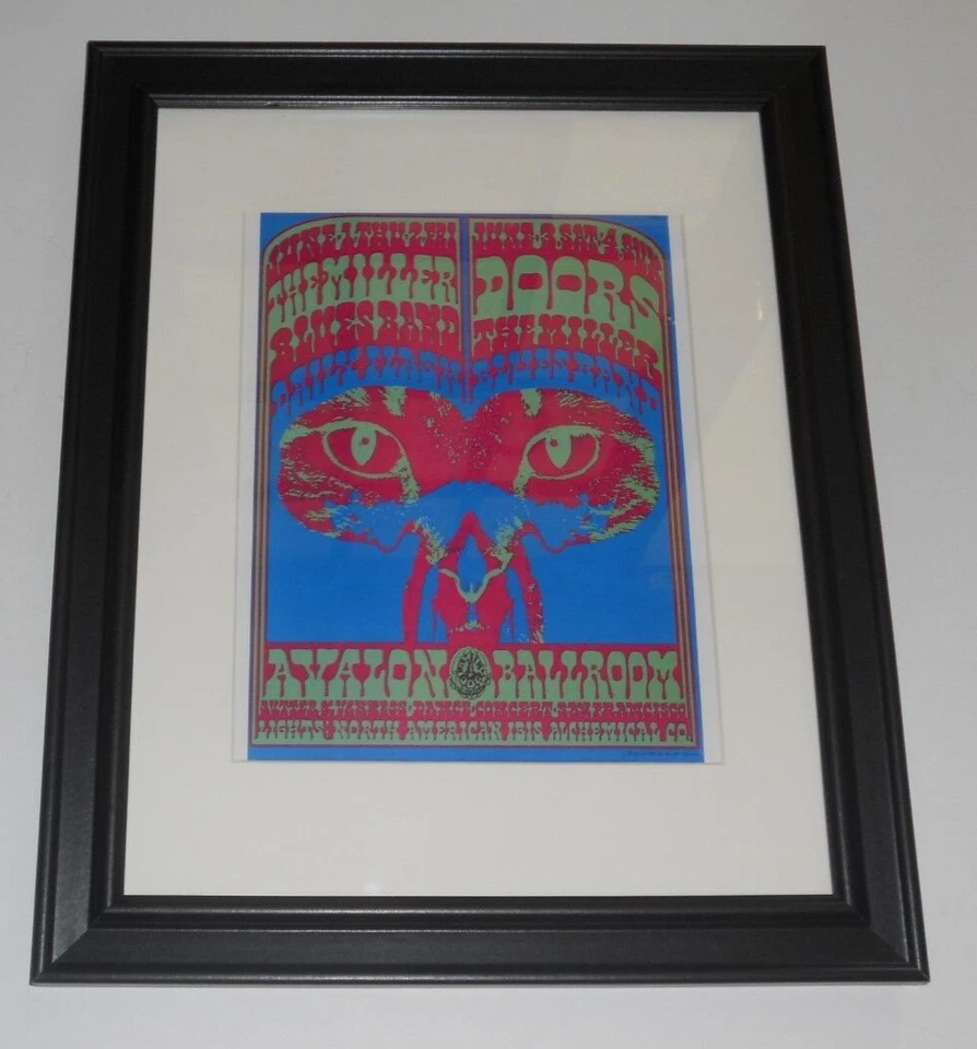 Framed Steve Miller Band / The Doors 1967 Avalon SF CA Handbill Print 14" by 17" - Image 1 of 1