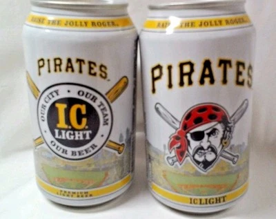2 latas de cerveza de hierro MLB Pittsburgh Pirates fondo abierto Jolly Roger 2015  Foto 1 de 4