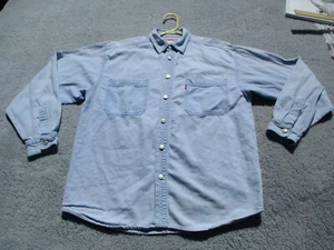 Vintage LEVIS Shirt Mens XLarge Chambray Blue Red Tab Button Up 90s Two Horse - Picture 1 of 13