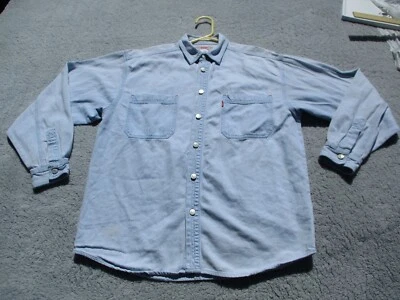 Vintage LEVIS Shirt Mens XLarge Chambray Blue Red Tab Button Up 90s Two Horse - Image 1 of 4