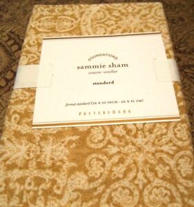 POTTERY BARN Sammie Tile Wheat Paisley Standard Pillow Sham 20x26 Linen / Cotton