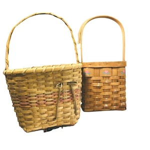 2 Vintage Wicker Wall Hanging Basket/Pocket Cottage Core Unbranded - Picture 1 of 9