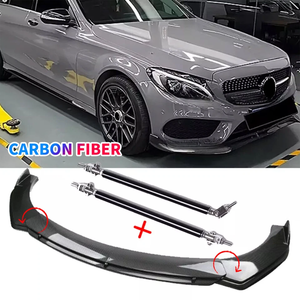 Divisor de alerón labial de parachoques delantero de fibra de carbono para Mercedes-Benz C200 C250 C300 Foto 1 de 4