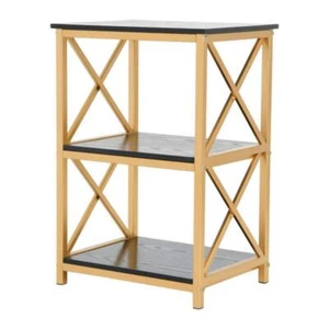 Storied Home Side Table 13.75" x 17.75" x 26" Metal/Wood Rectangle Black + Gold - Picture 1 of 5