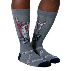 Nuevos calcetines crew de rock on para hombre talla 10-13 gris carbón k campana música moda - Imagen 1 de 1