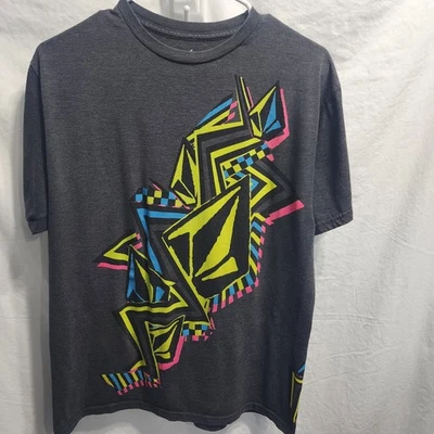 Volcom Medium T Shirt  Dark Gray With Multi Color Geometric Shapes - Image 1 of 4