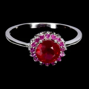925 Sterling Silver Ring Round Ruby 6mm Natural Gemstone Jewelry Size 7.5 - Picture 1 of 13