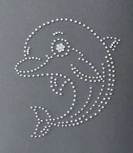 Hotfix Strass Bügelbild Delfin Cartoon DMC Glasstrass Applikation Aufbügler  - Bild 1 von 11