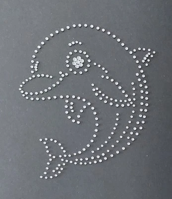 Hotfix Strass Bügelbild Delfin Cartoon DMC Glasstrass Applikation Aufbügler  - Bild 1 von 4