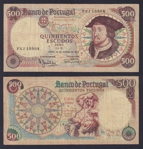 Banconota Portogallo 500 escudos 1966 P.-170a BB/VF - Picture 1 of 2