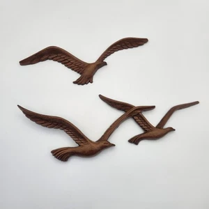 Juego de 2 piezas de decoración de pared vintage 1981 Homco Seagulls Birds in Flight #7619 imitación madera - Imagen 1 de 17
