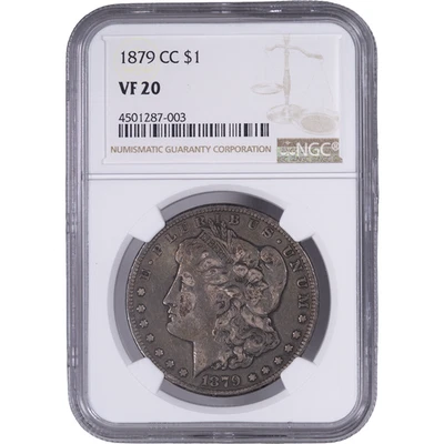 1879-CC $1 Morgan Silver Dollar ~ NGC VF 20 - Carson City - Image 1 of 2