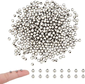 1000 cuentas redondas lisas de acero inoxidable 304 de 4 mm - Picture 1 of 12