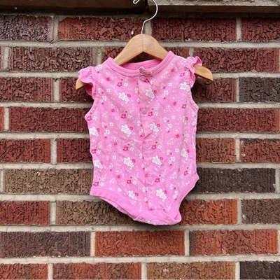 Baby Connection Pink Floral Short Sleeve One Piece Bodysuit - Image 1 of 2