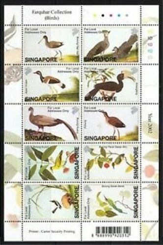 Singapur 2002 2002 Colección William Farquhar - Pájaros hoja completa mnh Foto 1 de 1