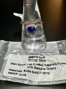 Bomb Party Sept Bday Size 8 Ring - Lab Created Sapphire Fused w/Quartz - Rbp6428 - Picture 1 of 2